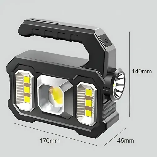 Ручний акумуляторний ліхтар TORCH KJ-208T із сонячною панеллю, 6 режимів, COB+SMD LED, Power Bank, дальність 300 м, USB і AA/18650 - фото 8