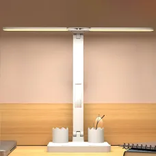 Настольная аккумуляторная LED-лампа с двумя плафонами, 7 Вт, 3 режима яркости, зарядка от USB, складная, с подставкой для ручек