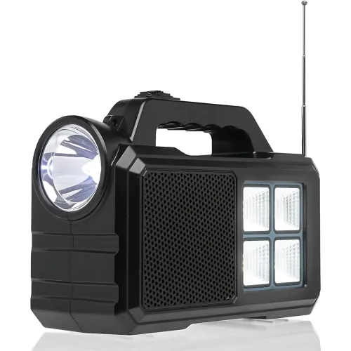 Туристичний ручний ліхтар GD-8077FM Solar із сонячною батареєю, Power Bank 4000 мА·год, FM-радіо, 2 LED-лампи 3 Вт, USB-вихід - фото 2