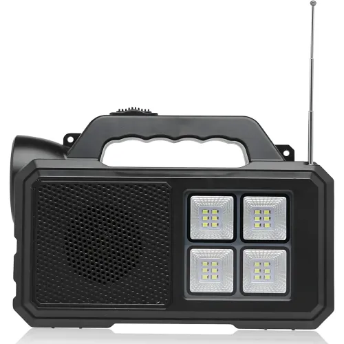 Туристичний ручний ліхтар GD-8077FM Solar із сонячною батареєю, Power Bank 4000 мА·год, FM-радіо, 2 LED-лампи 3 Вт, USB-вихід - фото 4