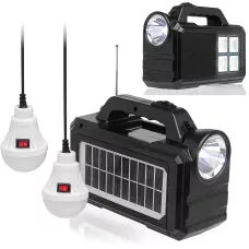 Туристичний ручний ліхтар GD-8077FM Solar із сонячною батареєю, Power Bank 4000 мА·год, FM-радіо, 2 LED-лампи 3 Вт, USB-вихід
