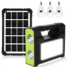 Зарядна станція GD Super GD-C7 із сонячною панеллю 3,5 Вт, 30 Вт LED, Power Bank 4000 мА·год, 3 LED-лампи, USB, автономна система