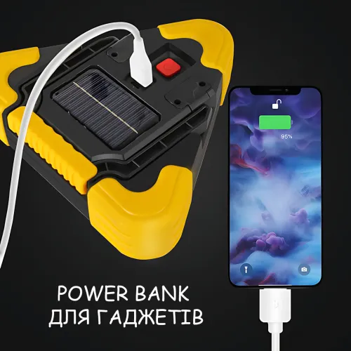 Прожектор светодиодный Hurry Bolt HB-7709 с солнечной панелью, аварийный LED-фонарь 500 лм, Power Bank, USB, красный свет SOS - фото 6