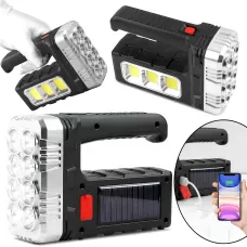 Ліхтарик акумуляторний 7701A-COB на сонячній батареї, XPE + COB LED, 3 режими, Power Bank, USB/220 В