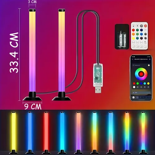 Настольный атмосферный RGB светильник USB MA767, 2 LED RGBIC панели, умное управление с телефона и пульта, синхронизация с музыкой - фото 10