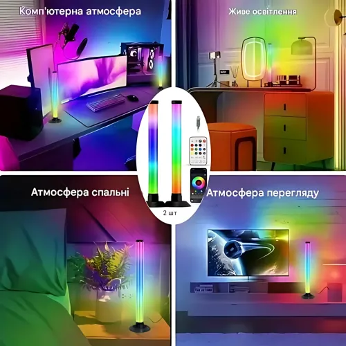 Настольный атмосферный RGB светильник USB MA767, 2 LED RGBIC панели, умное управление с телефона и пульта, синхронизация с музыкой - фото 7
