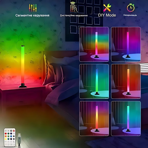 Настільний атмосферний RGB-світильник USB MA767, 2 LED RGBIC панелі, розумне керування з телефона та пульта, музична синхронізація - фото 9