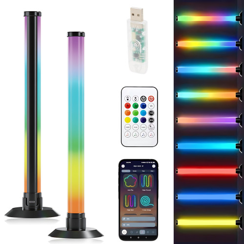 Настільний атмосферний RGB-світильник USB MA767, 2 LED RGBIC панелі, розумне керування з телефона та пульта, музична синхронізація - фото 10