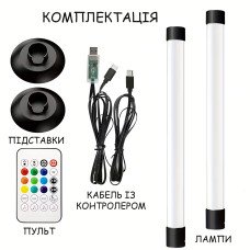 Настольный атмосферный RGB светильник USB MA767, 2 LED RGBIC панели, умное управление с телефона и пульта, синхронизация с музыкой