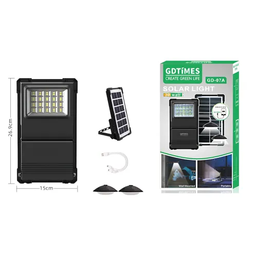 Портативна сонячна зарядна станція GDLITE/GDTimes GD-07A 30 W, Power Bank 3000 мА·год, сонячна панель 6 V 3.8 W, LED ліхтар + 2 - фото 10