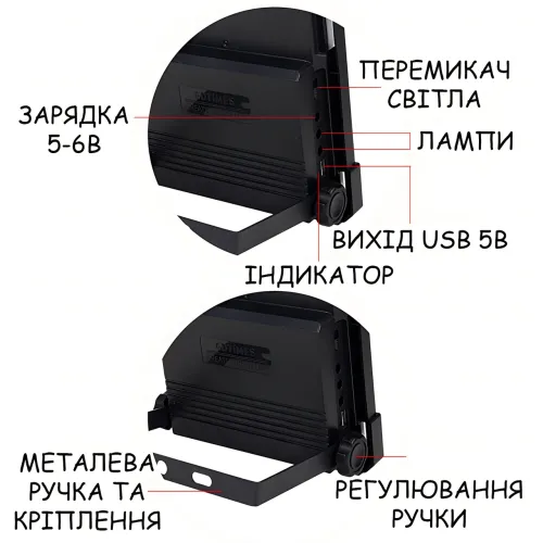 Портативна сонячна зарядна станція GDLITE/GDTimes GD-07A 30 W, Power Bank 3000 мА·год, сонячна панель 6 V 3.8 W, LED ліхтар + 2 - фото 4