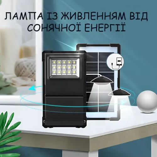 Портативна сонячна зарядна станція GDLITE/GDTimes GD-07A 30 W, Power Bank 3000 мА·год, сонячна панель 6 V 3.8 W, LED ліхтар + 2 - фото 2