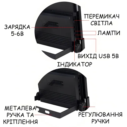 Портативная солнечная зарядная станция GDLITE / GDTimes GD-07A 30W, Power Bank 3000 мАч, солнечная панель 6V 3.8W, LED фонарь + 2 - фото 4