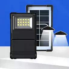 Портативна сонячна зарядна станція GDLITE/GDTimes GD-07A 30 W, Power Bank 3000 мА·год, сонячна панель 6 V 3.8 W, LED ліхтар + 2