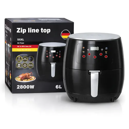 Аерофритюрниця Zip Line TOP W-500 6 л, 2800 Вт, сенсорне керування, LED-дисплей, таймер 30 хв, терморегулятор, чорний - фото 6