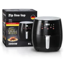 Аерофритюрниця Zip Line TOP W-500 6 л, 2800 Вт, сенсорне керування, LED-дисплей, таймер 30 хв, терморегулятор, чорний