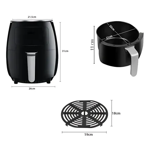 Аерофритюрниця Zip Line TOP W-500 6 л, 2800 Вт, сенсорне керування, LED-дисплей, таймер 30 хв, терморегулятор, чорний - фото 4