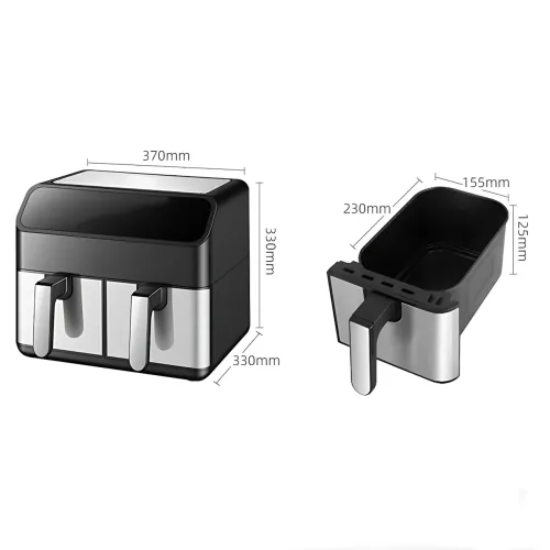 Аерофритюрниця DOMOTEC MS-3226 13 л, 4800 Вт, подвійний кошик, сенсорне керування, Air Fryer 360°, без олії, цифровий дисплей - фото 10