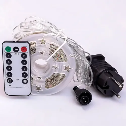 Світлодіодна гірлянда-нитка 100 м, 400 LED, різнобарвна (мультисвітло), прозорий дріт, від мережі 220 В, з пультом ДК, для дому/ул - фото 10