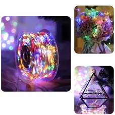 Світлодіодна гірлянда-нитка 100 м, 400 LED, різнобарвна (мультисвітло), прозорий дріт, від мережі 220 В, з пультом ДК, для дому/ул