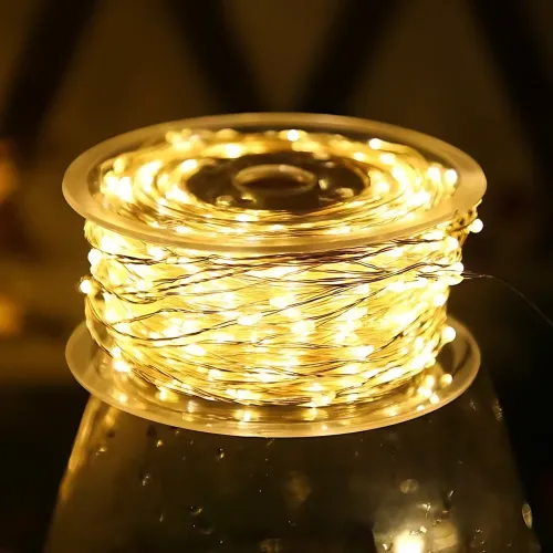 Світлодіодна гірлянда-нитка, 400 LED, теплий жовтий колір, прозорий дріт, від мережі 220 В, з пультом, для дому/вулиць, 100 метрів - фото 6