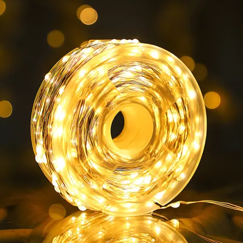 Світлодіодна гірлянда-нитка, 400 LED, теплий жовтий колір, прозорий дріт, від мережі 220 В, з пультом, для дому/вулиць, 100 метрів - фото 5