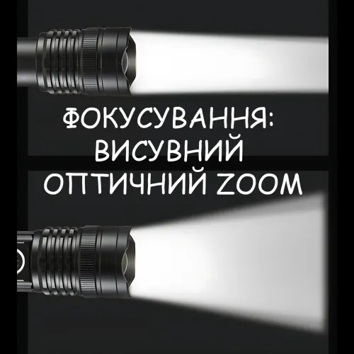 Тактический LED фонарь Bailong BL-A91-P50, Cree XMP50, Zoom, 3 режима, USB-зарядка microUSB, аккумулятор 18650, влагозащищённый - фото 4