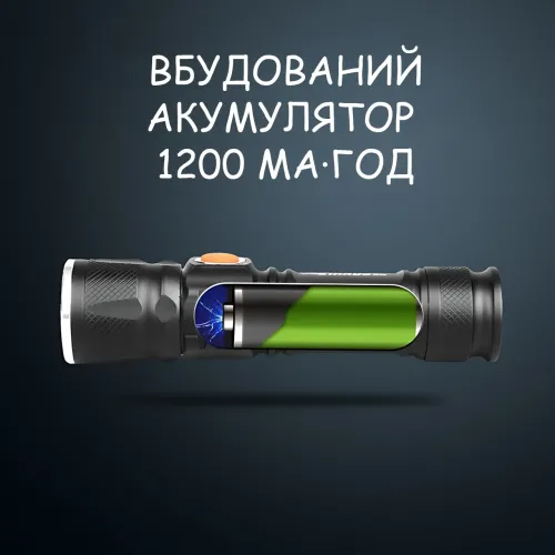 Аккумуляторный LED фонарь Bailong BL-616-T6, XM-L T6, 500 лм, 3 режима, USB-зарядка, влагозащищённый, металлический корпус, клипса - фото 2