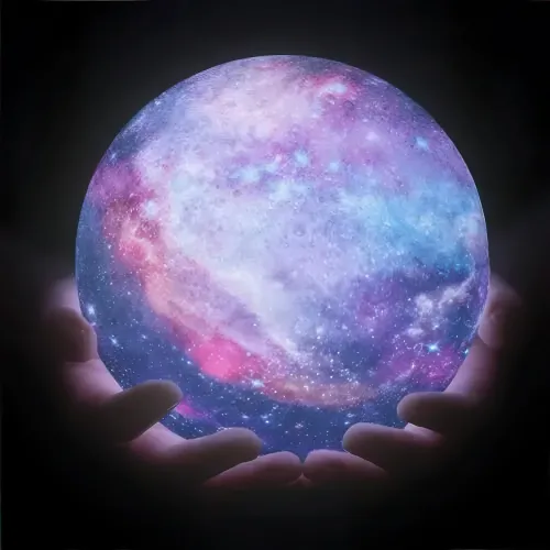 3D неоновий LED-нічник MOON LIGHT ART-0354 «Галактика», настільний світильник-місяць 16 см, 16 кольорів, сенсор + пульт ДК, USB, а