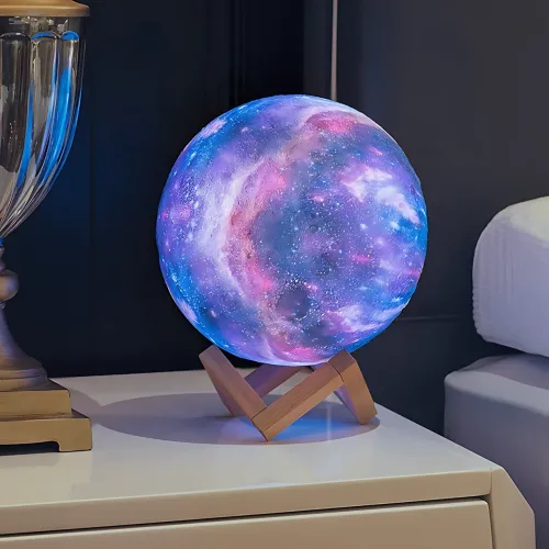3D неоновий LED-нічник MOON LIGHT ART-0354 «Галактика», настільний світильник-місяць 16 см, 16 кольорів, сенсор + пульт ДК, USB, а - фото 4