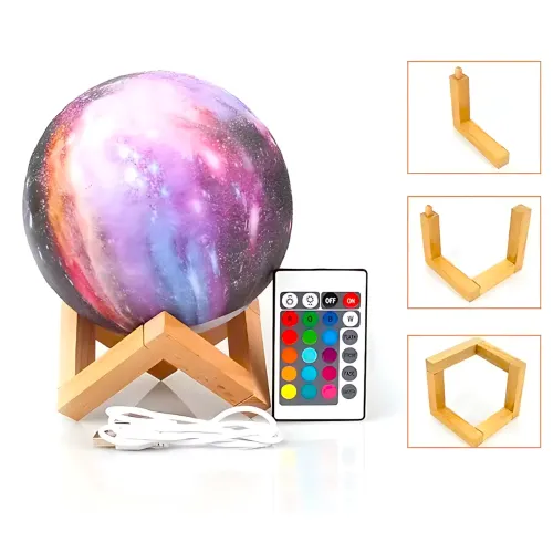 3D неоновий LED-нічник MOON LIGHT ART-0354 «Галактика», настільний світильник-місяць 16 см, 16 кольорів, сенсор + пульт ДК, USB, а - фото 2
