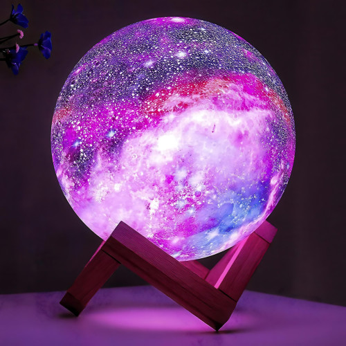 3D неоновый LED ночник MOON LIGHT ART-0354 «Галактика», настольный светильник-месяц 16 см, 16 цветов, сенсор + пульт ДУ, USB, акб - фото 8