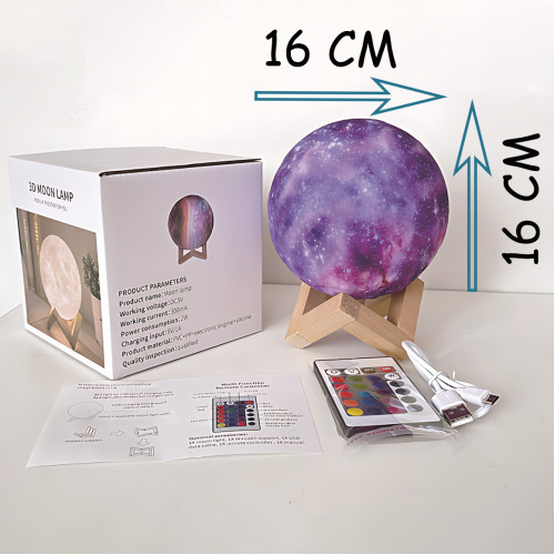 3D неоновый LED ночник MOON LIGHT ART-0354 «Галактика», настольный светильник-месяц 16 см, 16 цветов, сенсор + пульт ДУ, USB, акб - фото 9