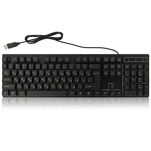 Клавиатура проводная профессиональная KR 6300 с подсветкой, USB, украинская + английская раскладка, 104 клавиши, усиленный кабель - фото 15