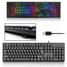 Клавіатура дротова професійна KR 6300 з підсвіткою, USB, українська + англійська розкладка, 104 клавіші, посилений кабель