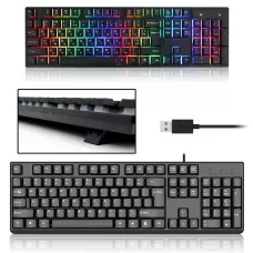 Клавіатура дротова професійна KR 6300 з підсвіткою, USB, українська + англійська розкладка, 104 клавіші, посилений кабель