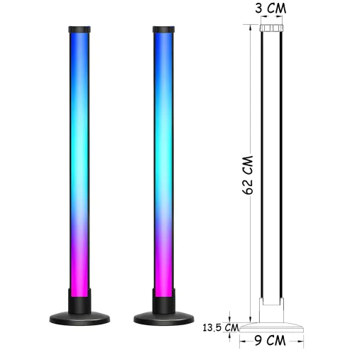 RGB LED настільний світильник-торшер 62 см ART-0670 / MA-767, світломузика, керування пультом і Bluetooth-застосунком, 5 W, USB 5V - фото 8