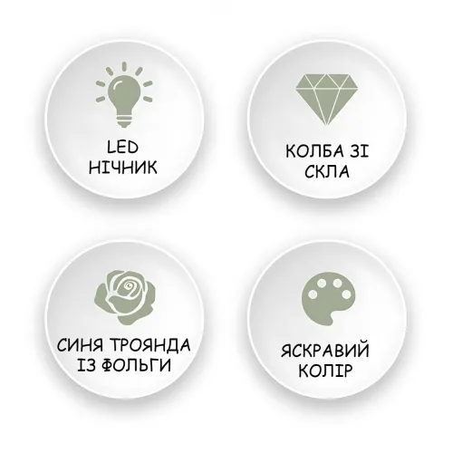 Нічник «Вічна троянда» AT-05MG у скляній колбі, LED-підсвітка, від батарейок AAA, 15 см, блакитний - фото 6