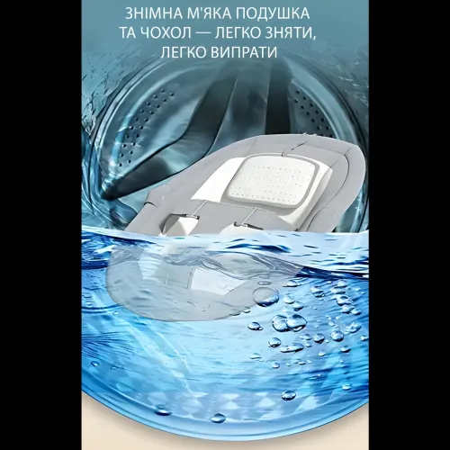 Колисальний центр шезлонг-гойдалка для новонароджених 0+ до 10 кг із москітною сіткою, музикою, таймером, 5 режимів заколисування - фото 7