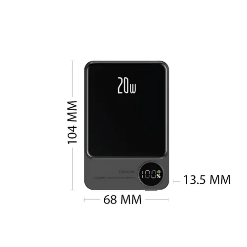 Power Bank Q9 MagSafe 5000 mAh 20W с беспроводной зарядкой Qi 15W, PD Type-C, дисплей, ультратонкий 12 мм, магнитный павербанк - фото 10
