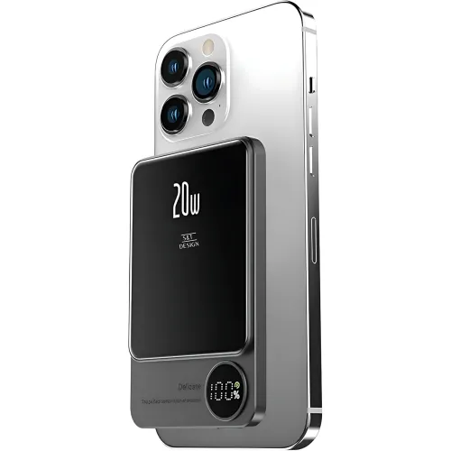 Power Bank Q9 MagSafe 5000 mAh 20W с беспроводной зарядкой Qi 15W, PD Type-C, дисплей, ультратонкий 12 мм, магнитный павербанк - фото 4