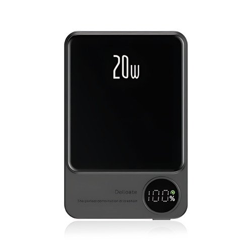 Power Bank Q9 MagSafe 5000 mAh 20 W з бездротовою зарядкою Qi 15W, PD Type-C, дисплей, ультратонкий 12 мм, магнітний павербанк Зел - фото 2