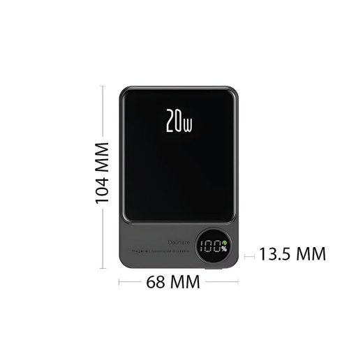 Power Bank Q9 MagSafe 5000 mAh 20 W з бездротовою зарядкою Qi 15W, PD Type-C, дисплей, ультратонкий 12 мм, магнітний павербанк Зел - фото 3