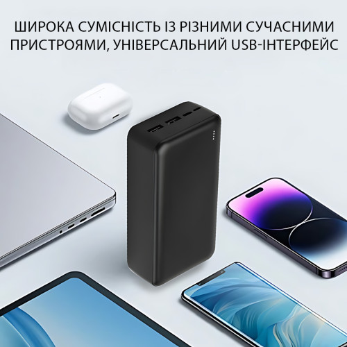 Power Bank AND J38B 50000 мА·год, зовнішній акумулятор, 2 × USB, Type-C + Micro-USB, швидке заряджання, LED-індикація - фото 2