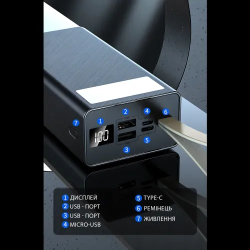 Power Bank AND J86 8000 mAh, акумулятор з LED-дисплеєм, швидке заряджання 22.5W, USB-C, Micro-USB, Lightning - фото 6