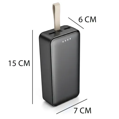 Power Bank AND J111B 50000 mAh 22.5 W — зовнішній акумулятор швидкого заряджання, 4 виходи USB-A/Type-C, LED-індикатор, шнурок - фото 7