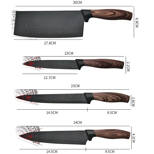 Набір кухонних ножів Kitchen Utensils HA177, 4 ножі + ножиці + овочечистка, неіржавка сталь із керамічним покриттям, SoftTouch - фото 9
