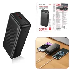 Power Bank BOROFONE BJ80B 30000 mAh, 22.5W швидке заряджання PD, 2×USB + Type-C, LED-індикатор, Li-Pol, чорний