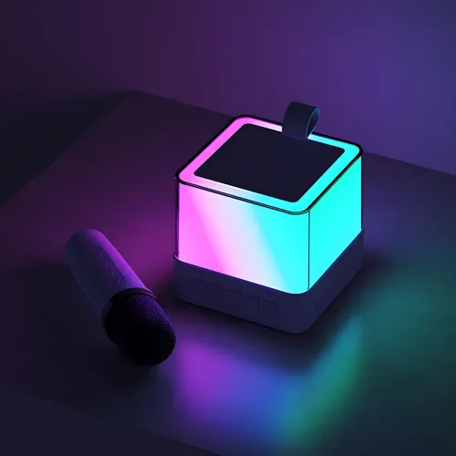 Портативная Bluetooth колонка K18 с караоке RGB-подсветка, LED-дисплей, 2 беспроводных микрофона, USB/AUX, встроенный аккумулятор - фото 7