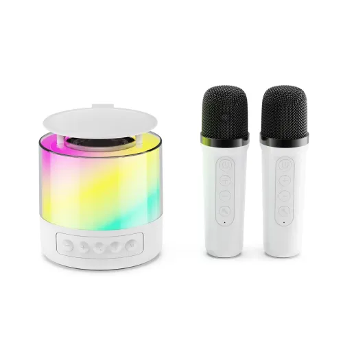 Портативна караоке-система K19 з 2 бездротовими мікрофонами, Bluetooth 5.3, RGB LED-підсвітка, USB/TF/AUX, 6 Вт, акумулятор - фото 2